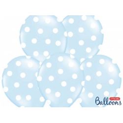 Balony 30 cm, Kropki, Pastel Baby Blue