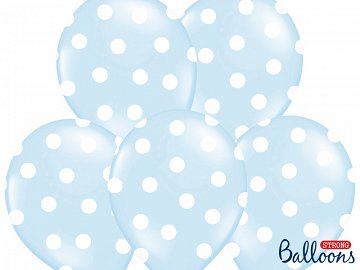 Balony 30 cm, Kropki, Pastel Baby Blue