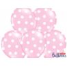 Balony 30 cm, Kropki,Pastel Baby Pink, 6 szt