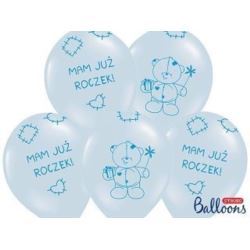 Balony 30 cm Miś - mam już...,P. Baby Blue, 6 szt.