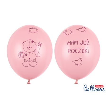 Balony 30 cm Miś - mam już...,Pastel Pink, 6 szt.