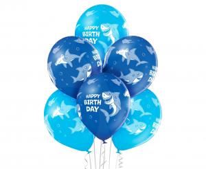 Balony D11 Birthday Shark, 6 szt.