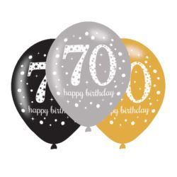 Balony lateksowe 70 Lat Sparkling Birthday 6szt.