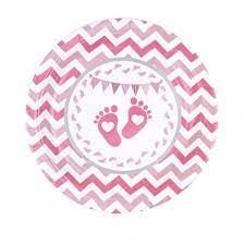 Papierowy talerz 9cali różowy Baby shower 6szt