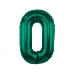 Balon foliowy B&C, cyfra 0, zieleń butelkowa, 85cm
