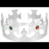 Korona królewska z kolorowymi klejnotami srebrna