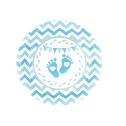 Papierowy talerz niebieski Baby shower stópki