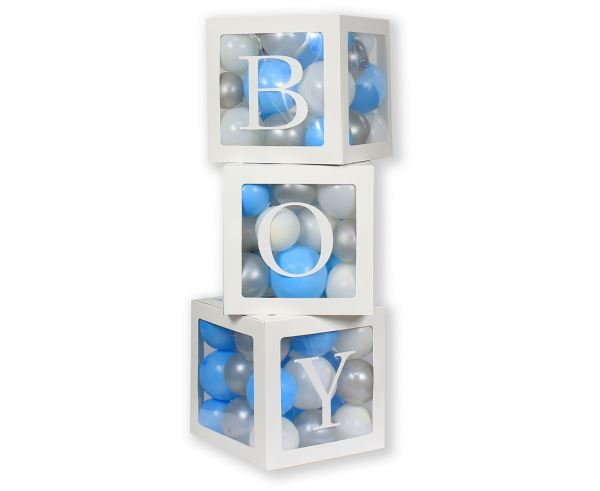 Zestaw pudełek 35 cm na balony z literami BOY