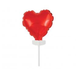 Balon foliowy 8 cm serce na patyczku, czerwone
