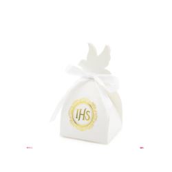 Pudełko na prezent dla gości IHS biało-złote 6szt.