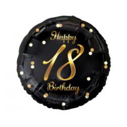 Balon foliowy Happy 18 Birthday, czarny