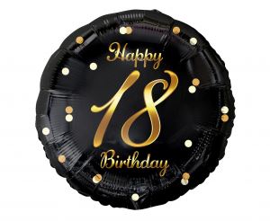 Balon foliowy Happy 18 Birthday, czarny
