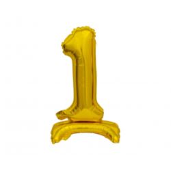 Balon foliowy B&C Cyfra stojąca 1, złota, 38 cm