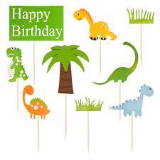 Toppery na tort Dinozaury Happy Birthday 9szt.