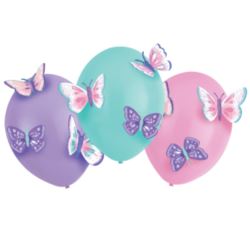 Balony lateksowe z papierowymi motylkami