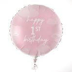 Balon foliowy 43cm na roczek różowy okrągły