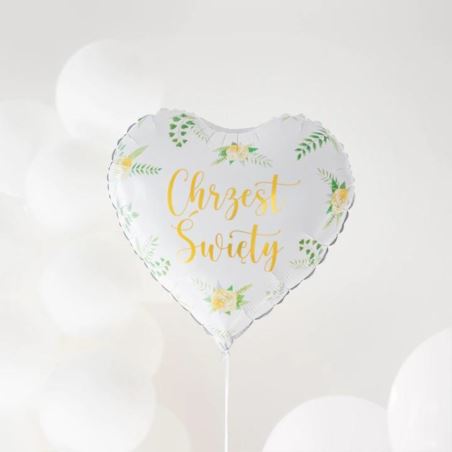 Balon foliowy biały serce Chrzest 45 cm