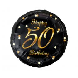 Balon foliowy B&C Happy 50 Birthday, czarny