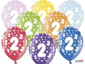 Balony 30 cm, 2nd Birthday, Metalic Mix, 6 szt.