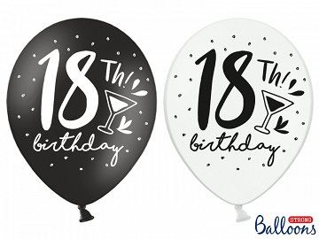 Balony 30 cm, 18 th! birthday, mix, 6 szt.