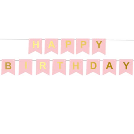 Baner urodzinowy happy birthday różowy