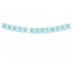 Baner Happy Birthday, j. niebieski, 15 x 175 cm