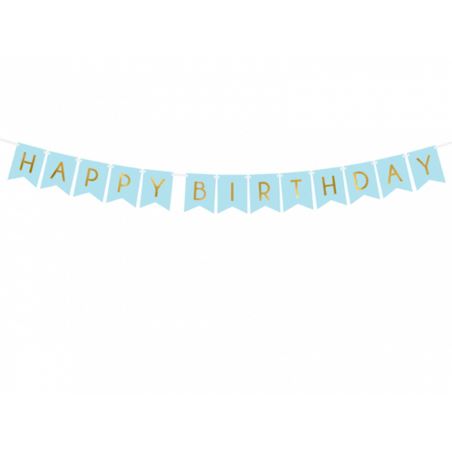 Baner Happy Birthday, j. niebieski, 15 x 175 cm