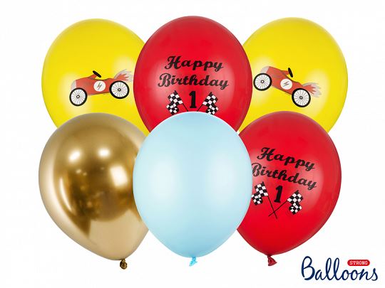 Balony 30cm, Happy Birthday, mix. 6szt