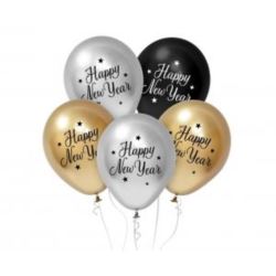 Balony Beauty&Charm Happy New Year, 12"/ 5 szt.