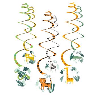Spirale dekoracyjne papierowe dżungla 6szt Spirale dekoracyjne papierowe dżungla 6szt