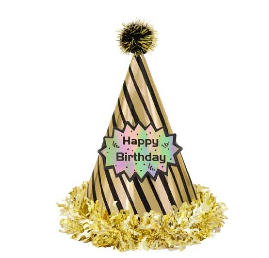 Czapeczka urodzinowa z pomponem Happy Birthday Czapeczka urodzinowa z pomponem Happy Birthday