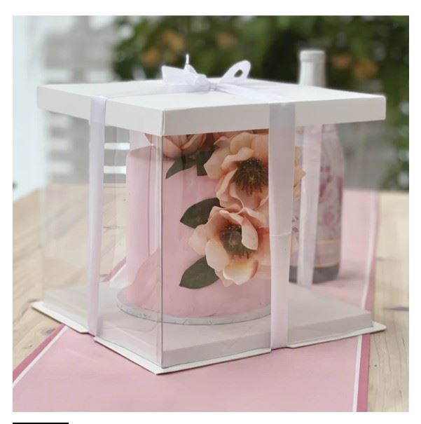 Pudełko na ciasto ze wstążką 20 x 20 x 25 cm 1 szt Pudełko na ciasto ze wstążką 20 x 20 x 25 cm 1 szt