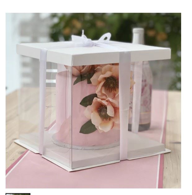 Pudełko na ciasto ze wstążką 25 x 25 x 25 cm 1 szt Pudełko na ciasto ze wstążką 25 x 25 x 25 cm 1 szt