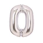 Balon foliowy cyfra 0 Srebrna 66cm