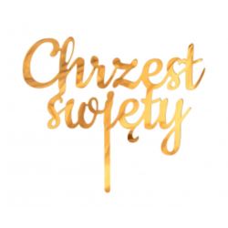 Dekoracja akrylowa na tort Chrzest Święty, złota,