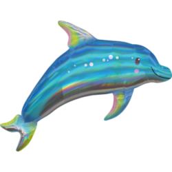 Balon foliowy "delfin opalizujący" błękitny73x68cm