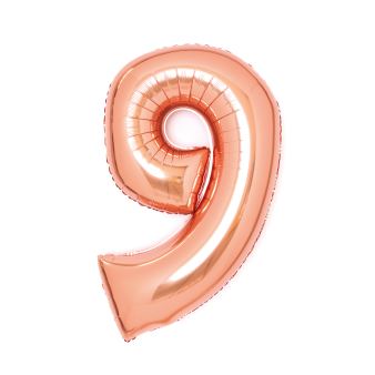 Balon foliowy cyfra 9 Różowe Złoto 66cm Balon foliowy cyfra 9 Różowe Złoto 66cm