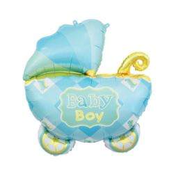 Balon foliowy Wózek, niebieski, 60 cm