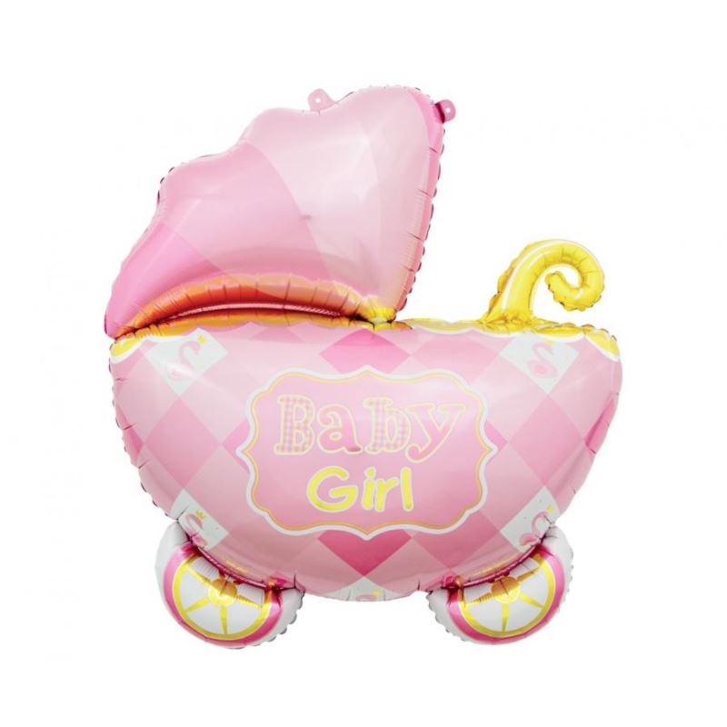 Balon foliowy Wózek, różowy, 60 cm Balon foliowy Wózek, różowy, 60 cm