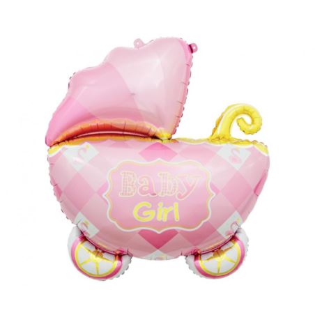 Balon foliowy Wózek, różowy, 60 cm
