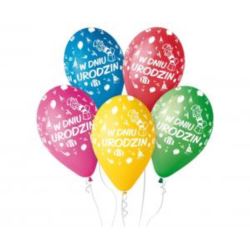 Balony Premium Hel W Dniu Urodzin, 13 cali/ 5 szt.