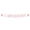 Girlanda papierowa "1 URODZINY", różowa, 1,5 m.