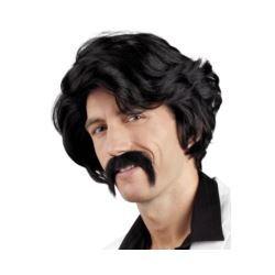 Peruka męska Chuck, z wąsami, brunet