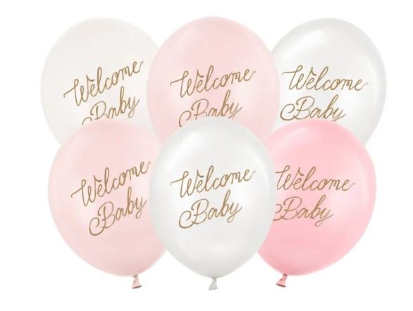 Balony 30 cm, Welcome Baby, mix różowy Balony 30 cm, Welcome Baby, mix różowy
