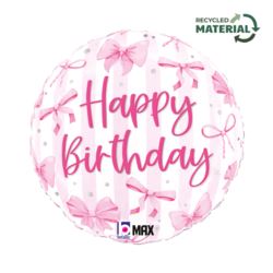 Balon foliowy Grabo 18'' Happy Birthday kokardki