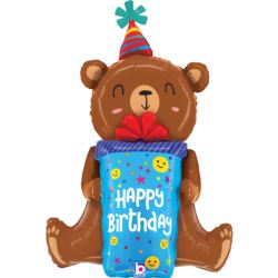 Balon foliowy Grabo 34'', Happy Birthday Miś