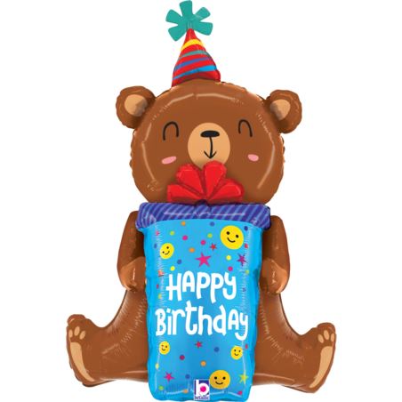 Balon foliowy Grabo 34'', Happy Birthday Miś