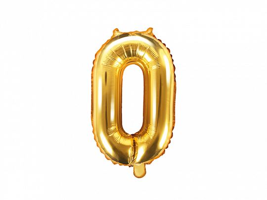 Balon foliowy Cyfra "0", 35cm, złoty Balon foliowy Cyfra "0", 35cm, złoty