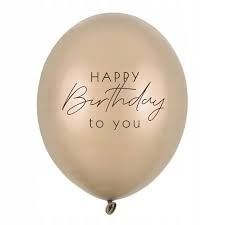 Balony 30 cm, Happy Birthday, Metallic Cold Gold