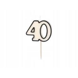 Świeczka urodzinowa liczba 40, 5,5cm, biało-czarny